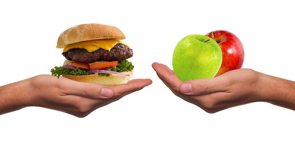 ทางเลือกระหว่างอาหารเพื่อสุขภาพและไม่ดีต่อสุขภาพ